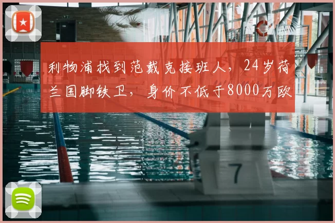 利物浦找到范戴克接班人，24岁荷兰国脚铁卫，身价不低于8000万欧